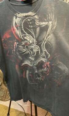 Vintage Y2K Dragon and Skull Graphic Print T-Shirt